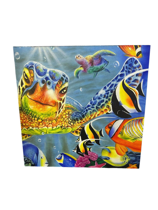 SeaTurtle Swimming with Fish Painting Broward Design Center