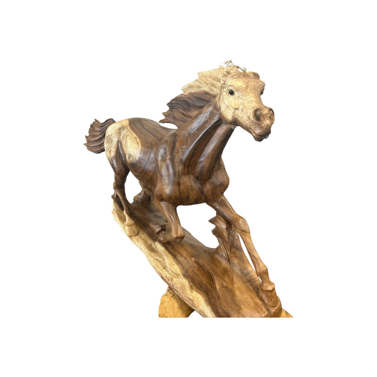 Teak Hand Carved Horse Sculpture Broward Design Center