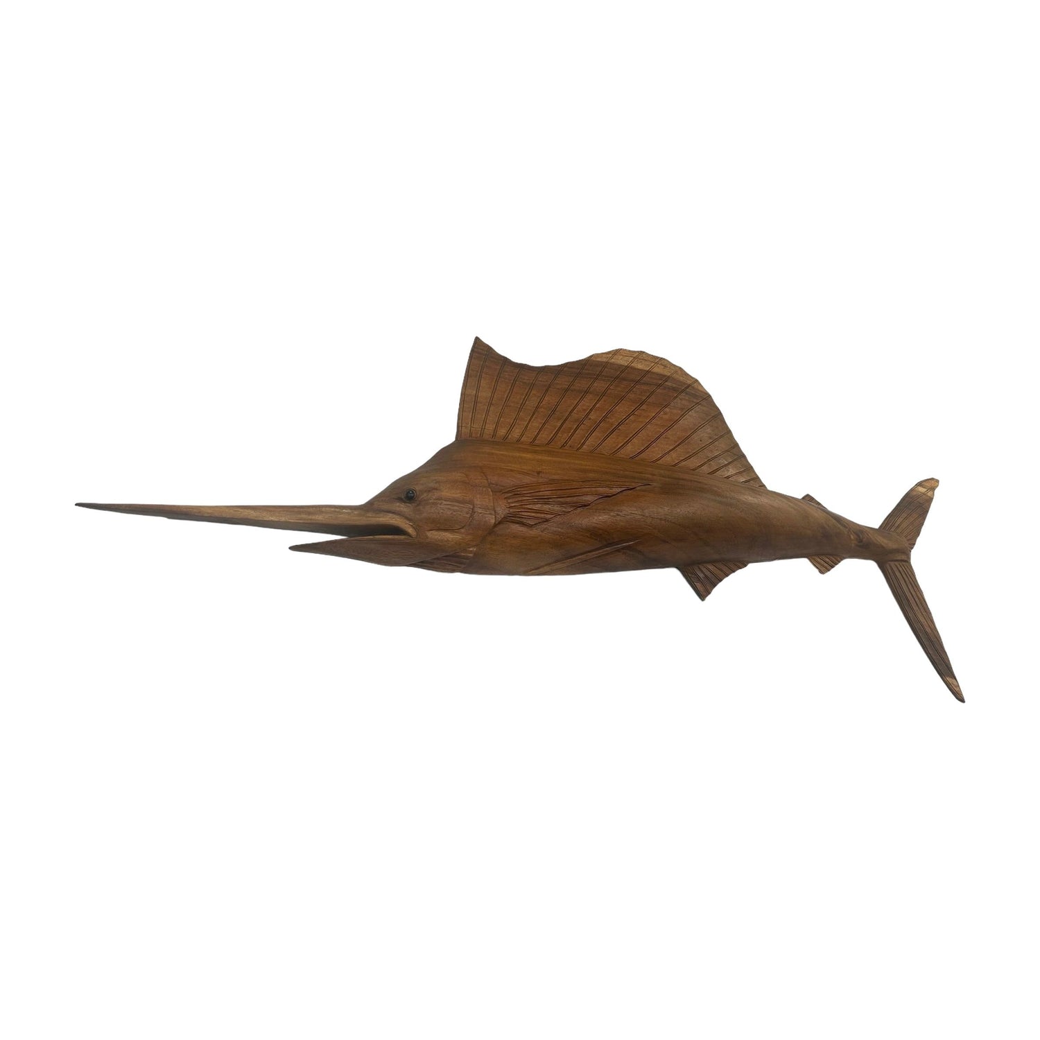 Hand Carved Teak Swordfish Broward Design Center