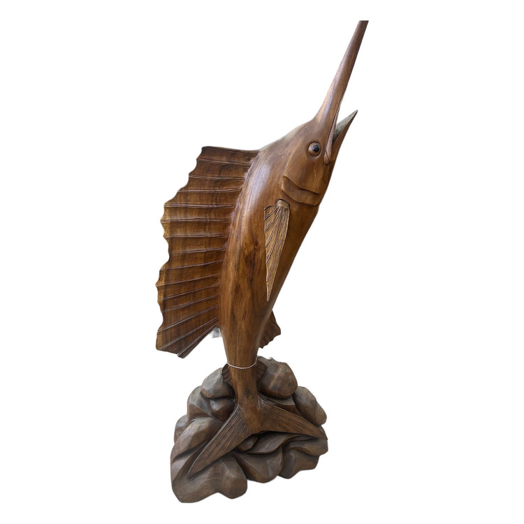 Teak Sailfish Sculpture Broward Design Center