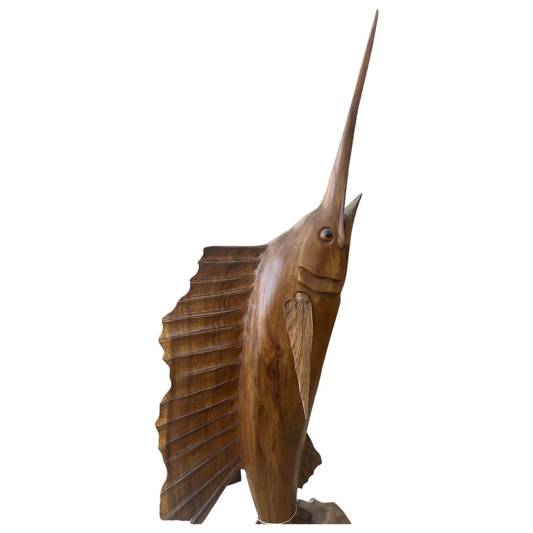 Teak Sailfish Sculpture Broward Design Center