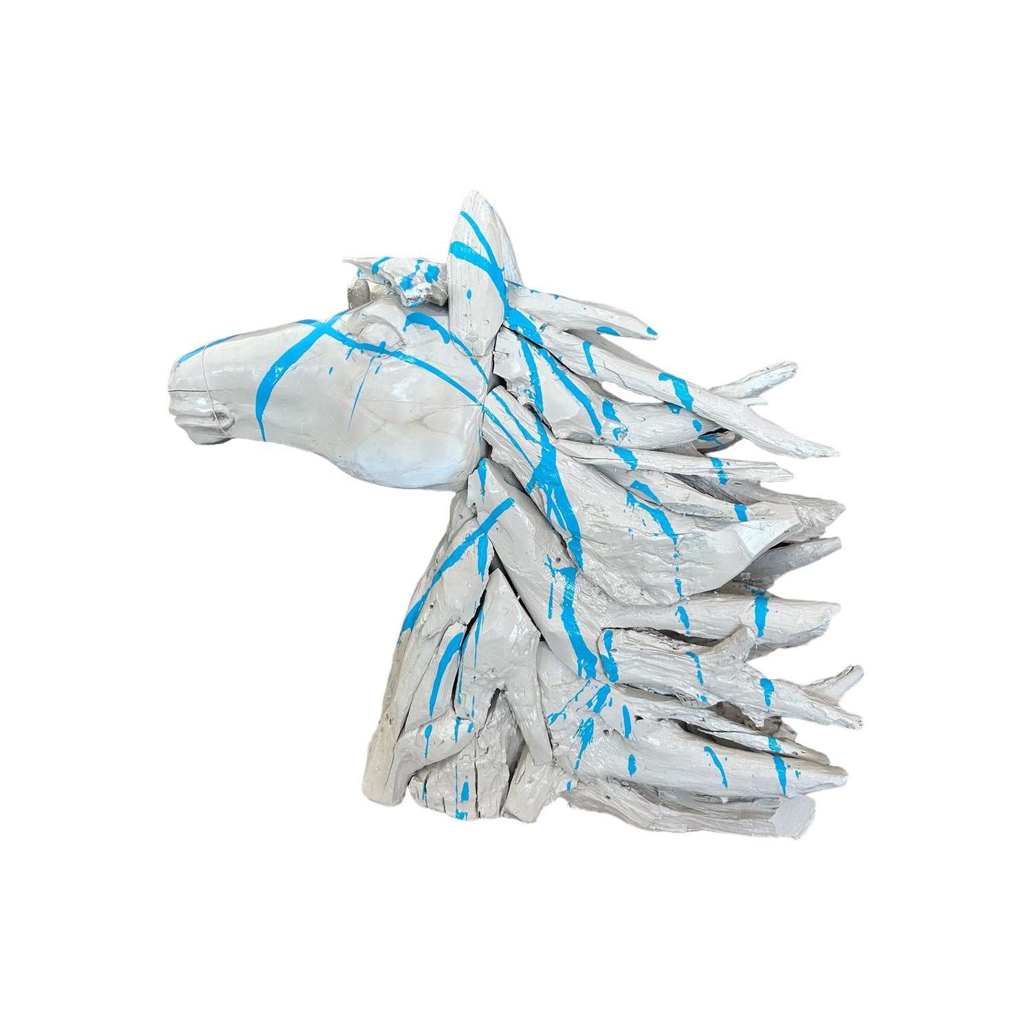 Horse Head Art with Blue Splatter Paint Broward Design Center