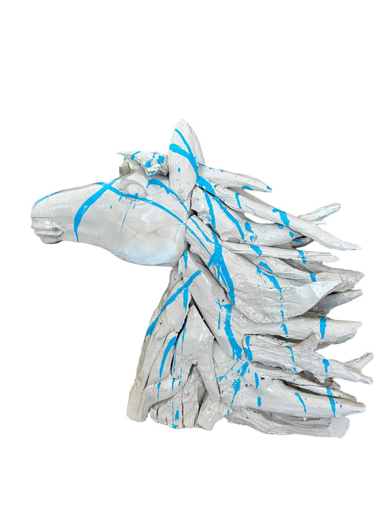 Horse Head Art with Blue Splatter Paint Broward Design Center