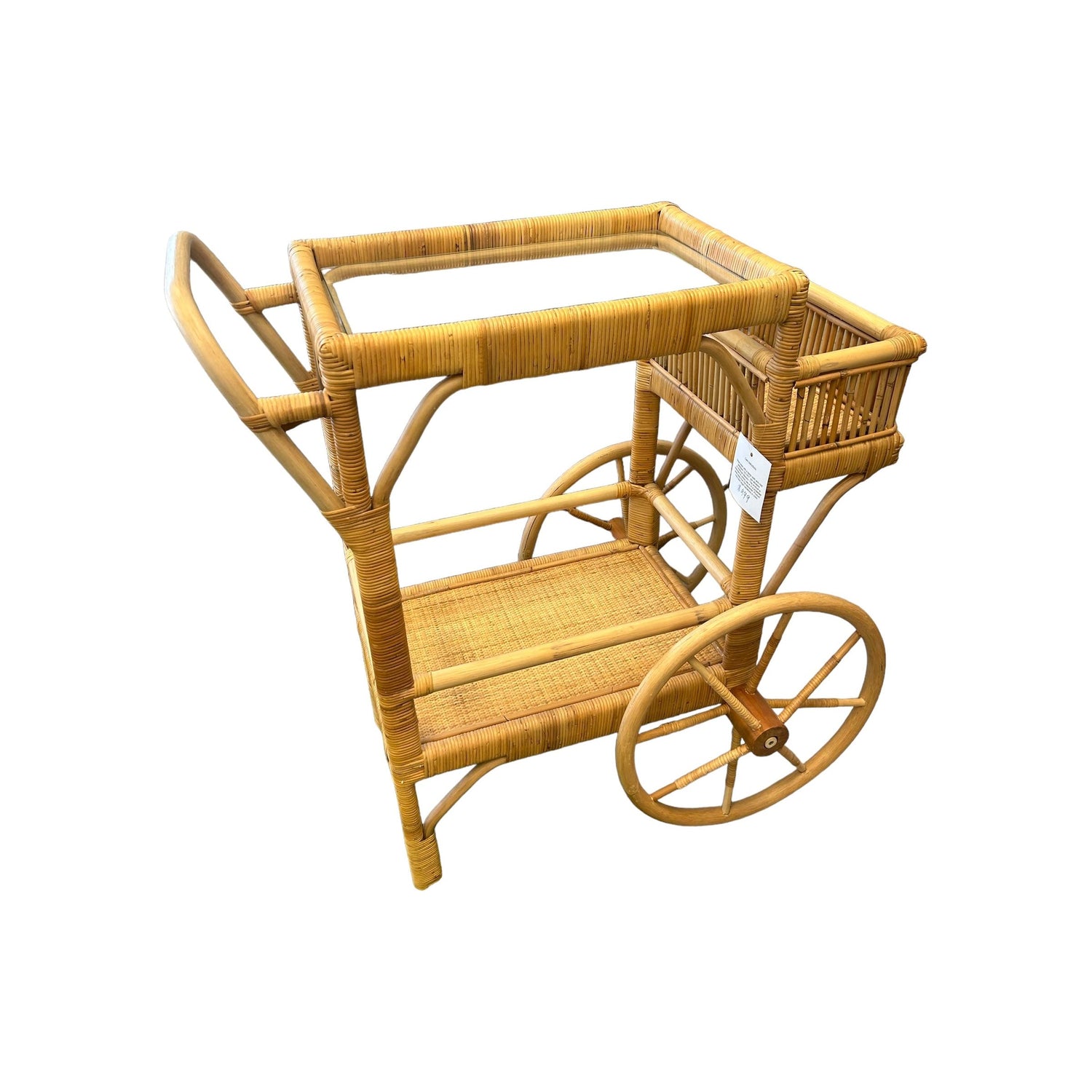 Wicker Bar Cart on Wheels Broward Design Center