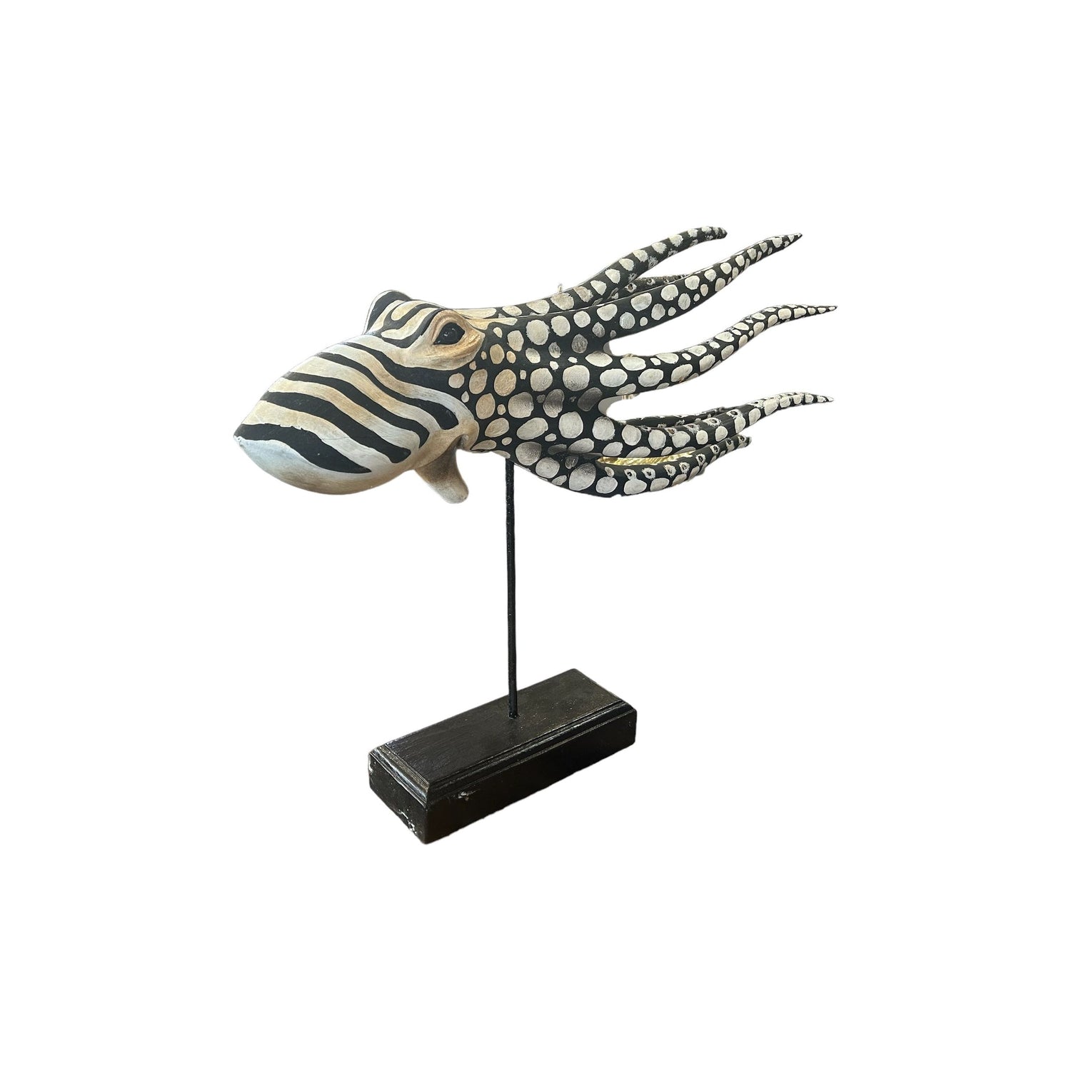 Zebra Print Swimming Octopus on Stand Broward Design Center