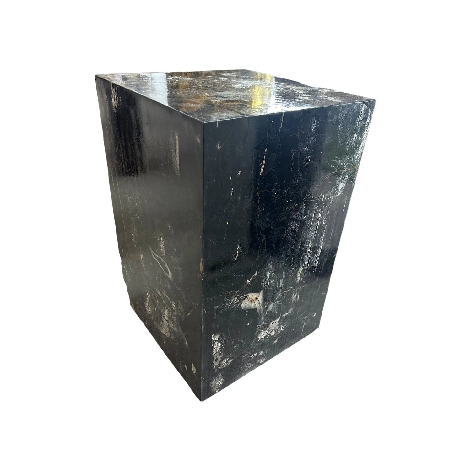 Petrified Wood Square Stool (D) Broward Design Center