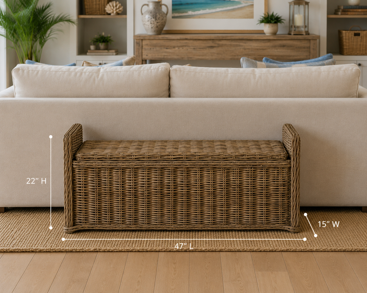 Key Largo rattan storage bench