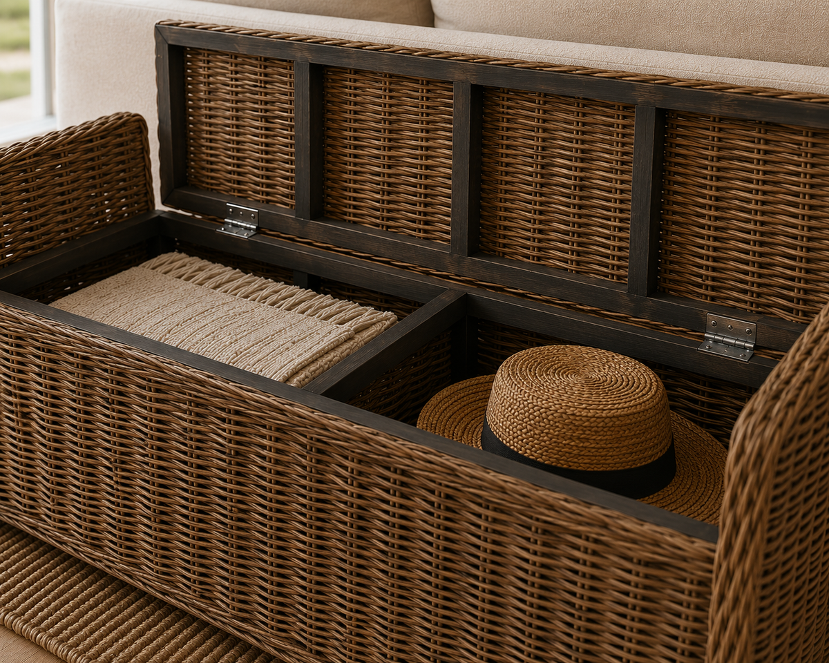 Key Largo rattan storage bench, additional view 4