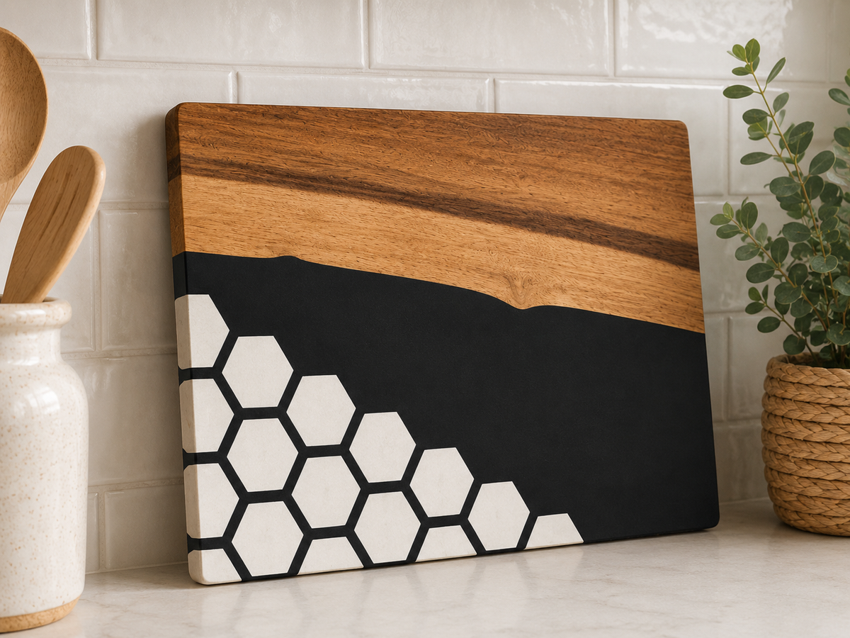 B&W Geometric Cutting Board
