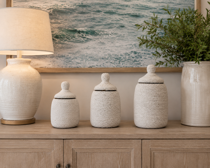Beaded wooden jar set of 3, additional view 2