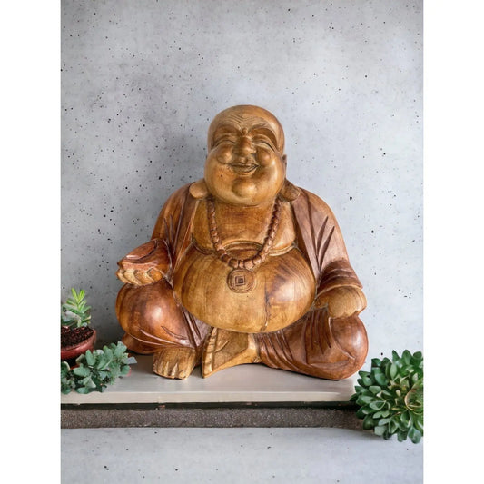 Happy Buddha Sculpture (Light Brown) Broward Design Center