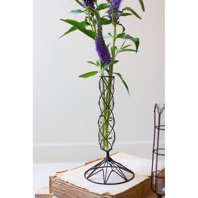 Set of 3 wire wrapped glass bud vases, additional view 2